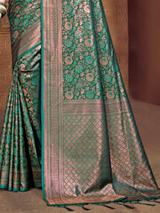 Green Silk Woven Work Traditional Saree