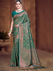 Green Silk Woven Work Traditional Saree