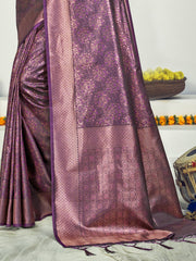 Purple Silk Woven Work Traditional Saree