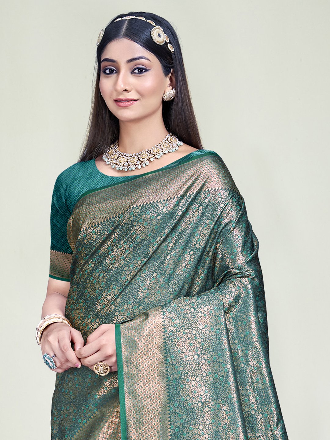 Green Silk Woven Work Traditional Saree