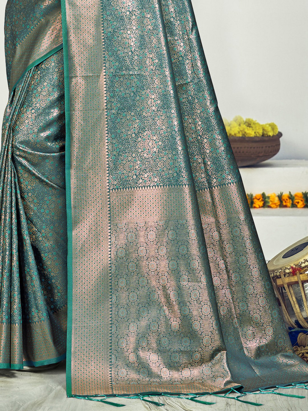 Green Silk Woven Work Traditional Saree