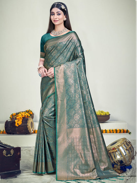 Green Silk Woven Work Traditional Saree