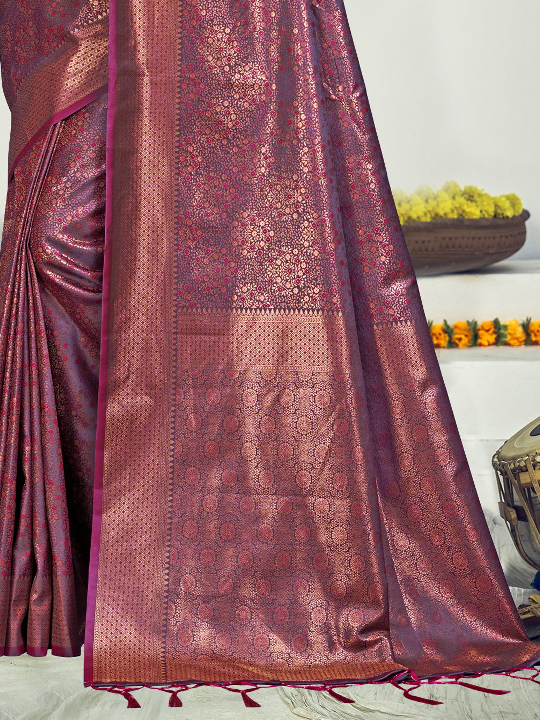 Red Silk Woven Work Traditional Saree