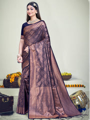 Navy Blue Silk Woven Work Traditional Saree