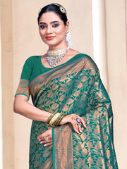 Green Silk Woven Work Traditional Saree