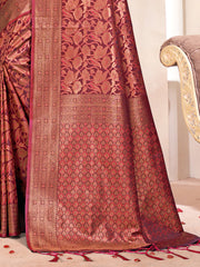 Red Silk Woven Work Traditional Saree