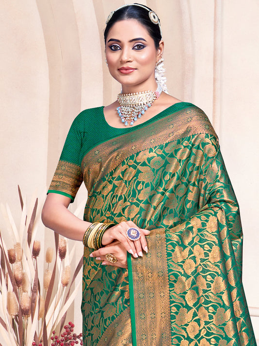 Green Silk Woven Work Traditional Saree