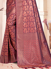 Maroon Silk Woven Work Traditional Saree