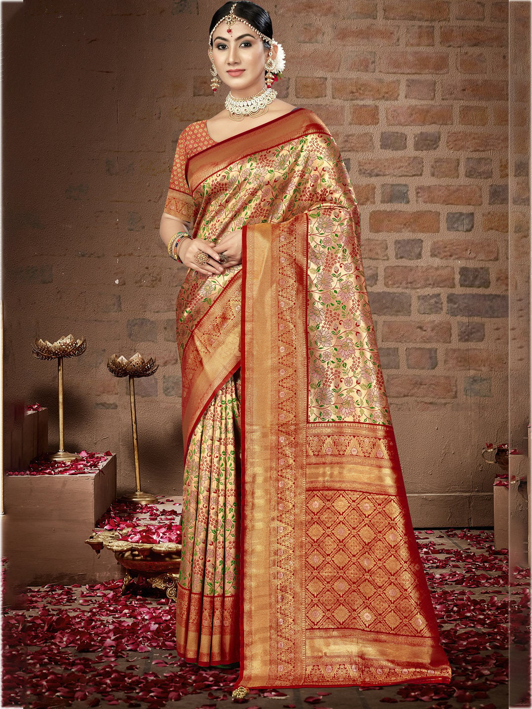 Maroon Silk Woven Work Traditional Saree