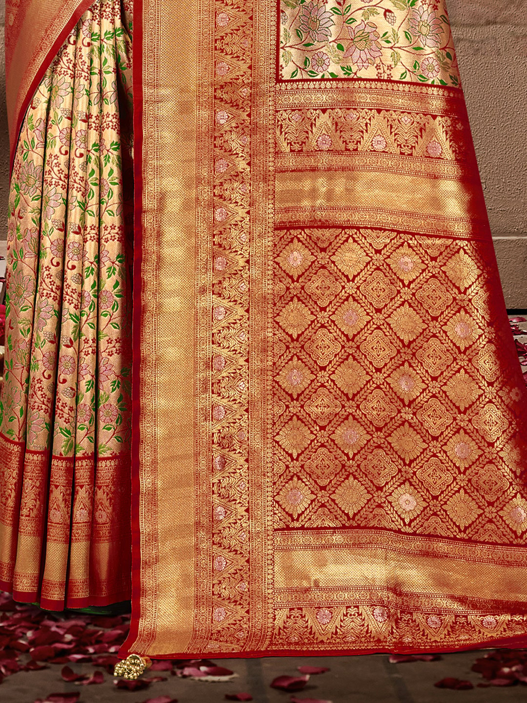 Maroon Silk Woven Work Traditional Saree