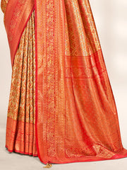 Red Banarasi Silk Woven Work Traditional Tassels Saree