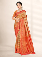 Red Banarasi Silk Woven Work Traditional Tassels Saree