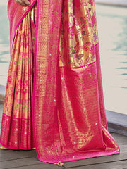 Pink Silk Woven Work Traditional Saree