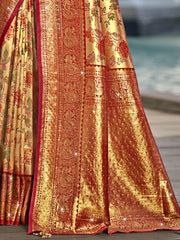 Maroon Silk Woven Work Traditional Saree