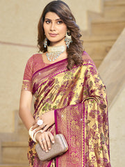 Purple Silk Woven Work Traditional Saree