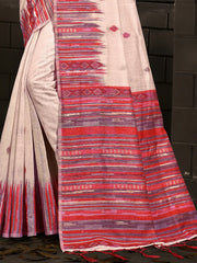 Cream Cotton Woven Work Festival Saree