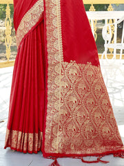 Red Silk Woven Work Traditional Saree