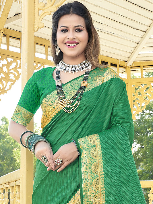 Dark Green Silk Woven Work Traditional Saree