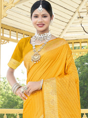 Yellow Silk Woven Work Traditional Saree