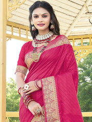 Pink Silk Woven Work Traditional Saree