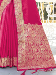 Pink Silk Woven Work Traditional Saree