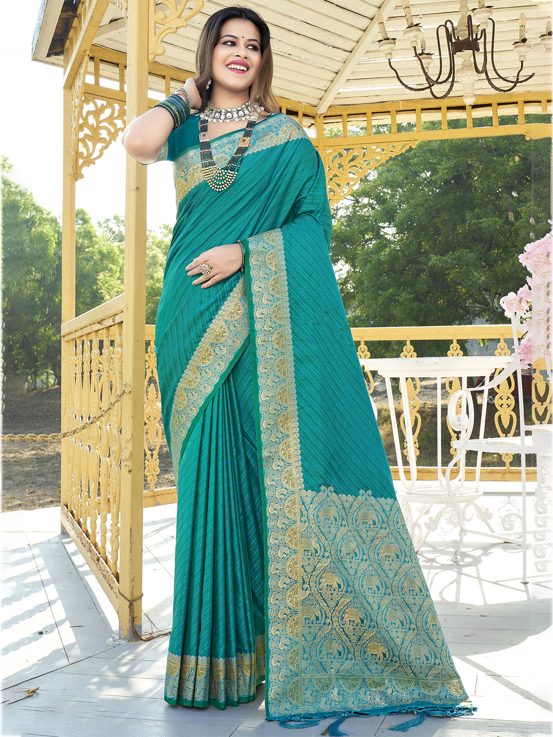 Sea Green Silk Woven Work Traditional Saree