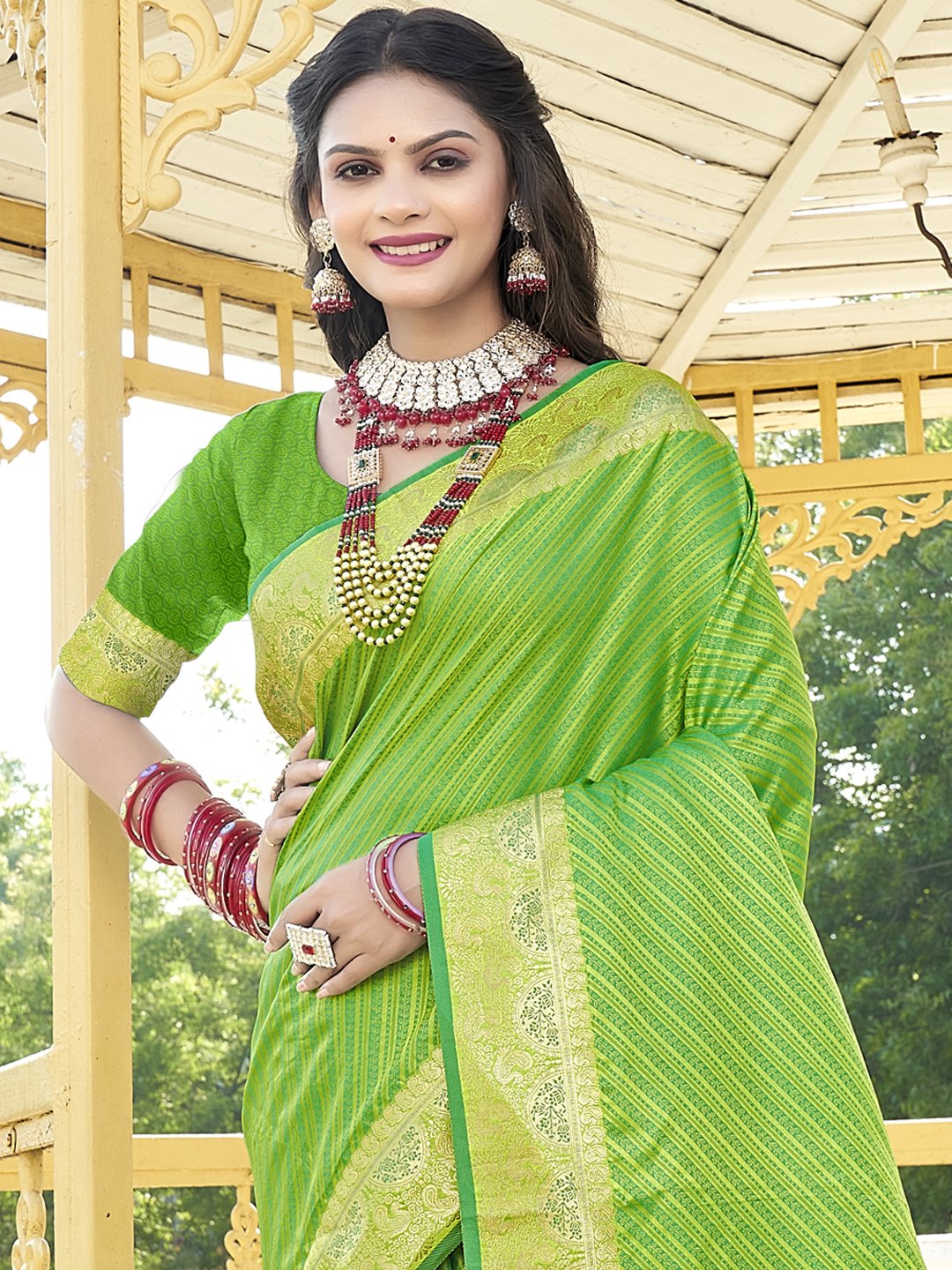 Green Silk Woven Work Traditional Saree