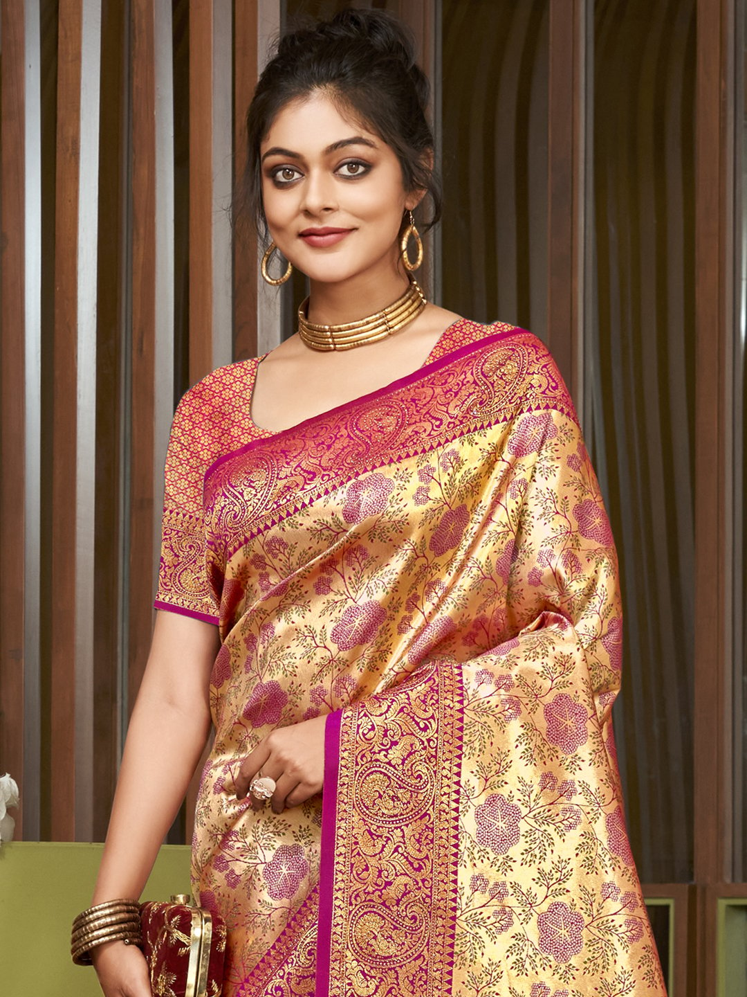 Purple Silk Woven Work Traditional Saree