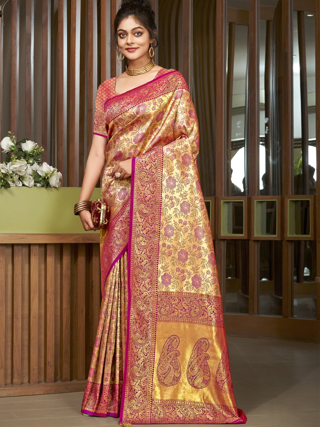 Purple Silk Woven Work Traditional Saree