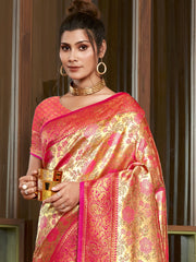 Pink Silk Woven Work Traditional Saree