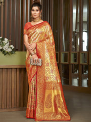 Maroon Silk Woven Work Traditional Saree