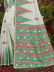 Cream Cotton Woven Work Traditional Saree