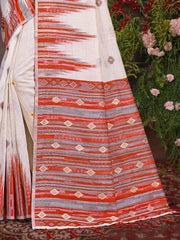 Cream Cotton Woven Work Traditional Saree