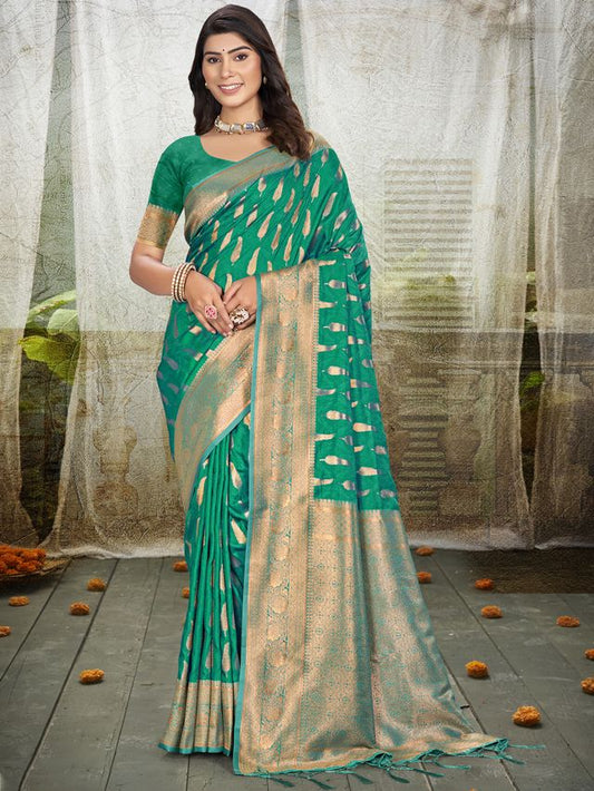 Sangam Prints Silk Woven Work Festival Tassle Saree