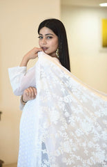 Chiffon Embroidered Dupatta- White