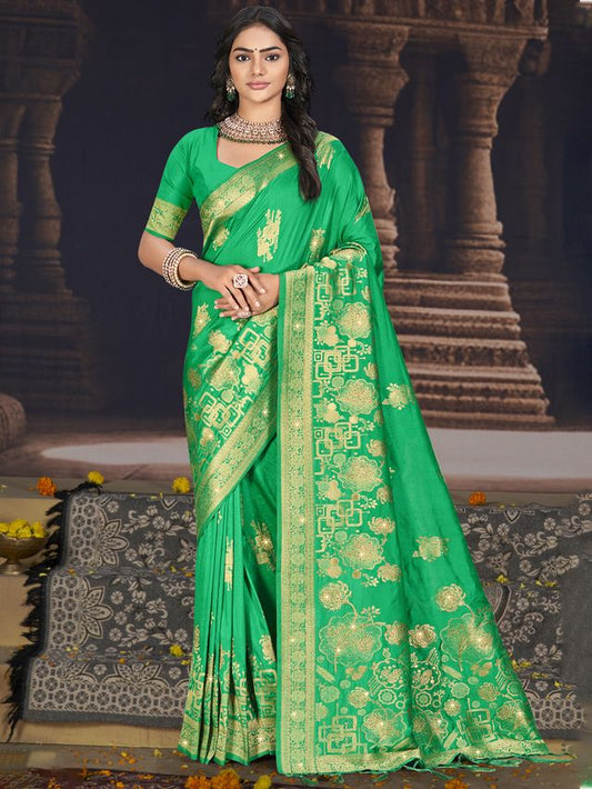 Silk Siroski Stone Work Festival Tassle Saree