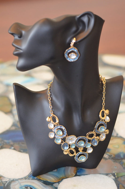 Irregular Decor Blue Jewellery Set