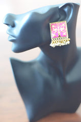 Square Pink Earrings