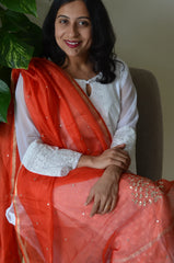 Orange Kota Silk Gotapati Dupatta