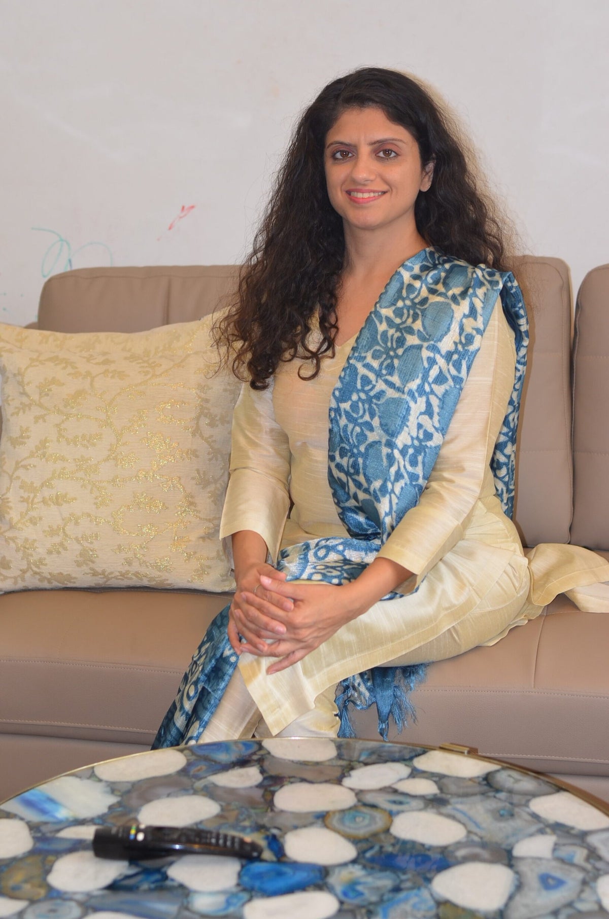 Light Blue and White Blended Dupatta