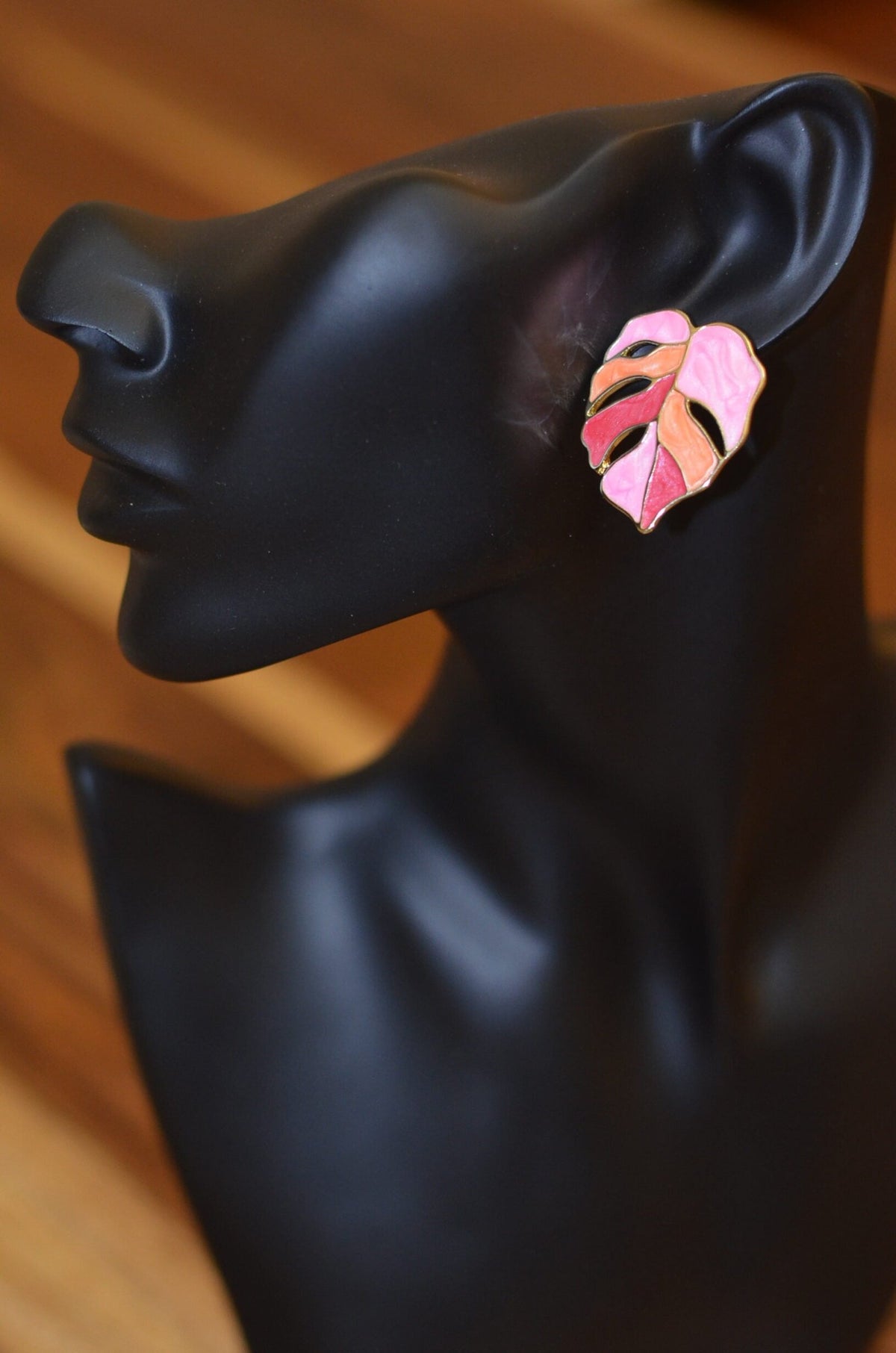 Color Block Lead Stud Earrings- Pink