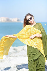 Chiffon Embroidered Dupatta- Yellow