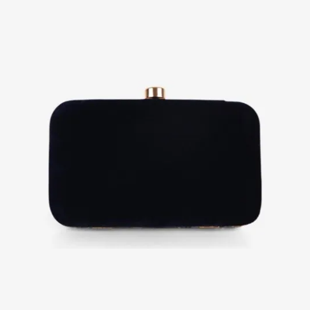 Dark Blue Embroided Clutch