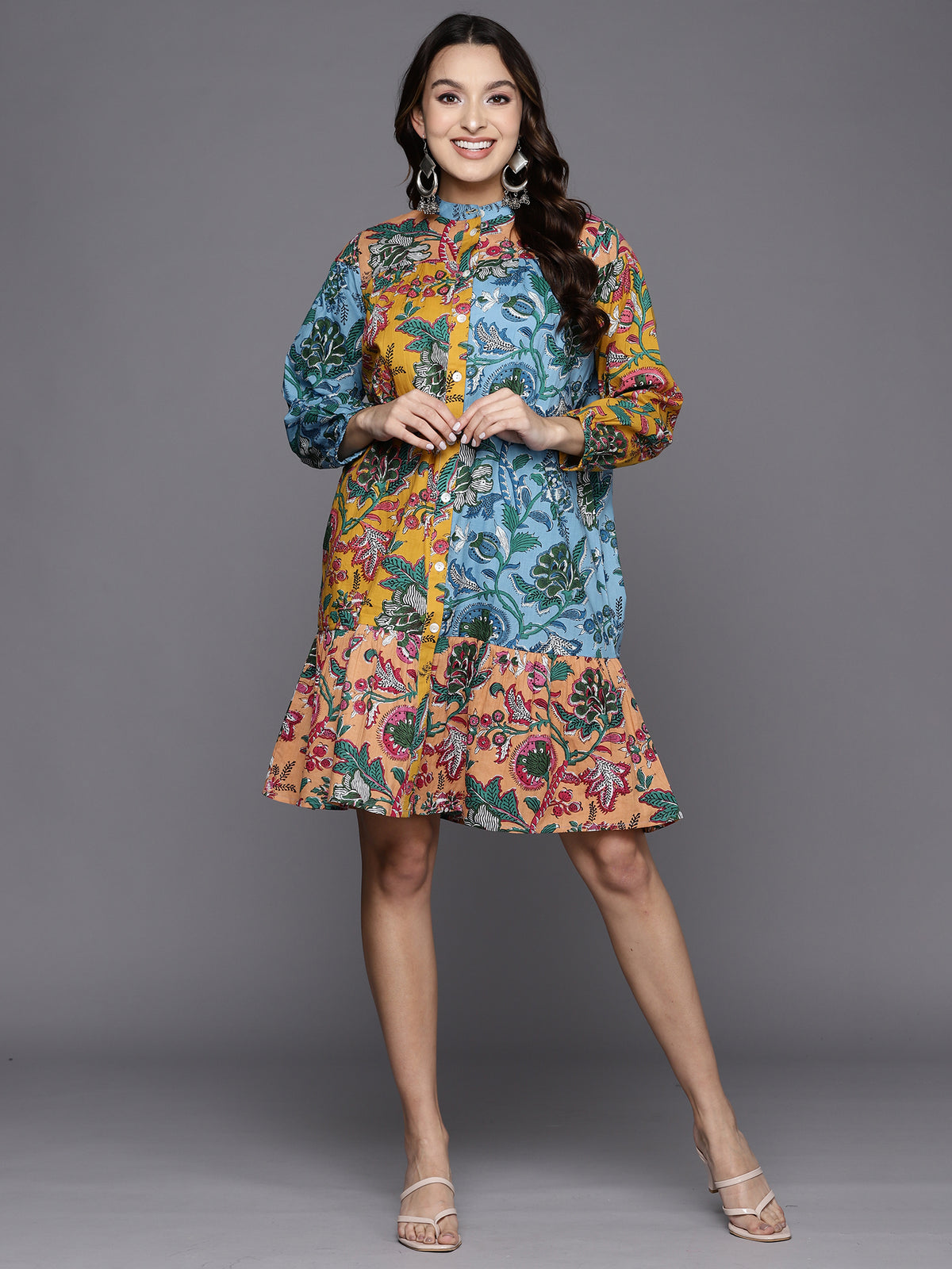 Indo Era Multi Printed A-Line Ethnic Dress