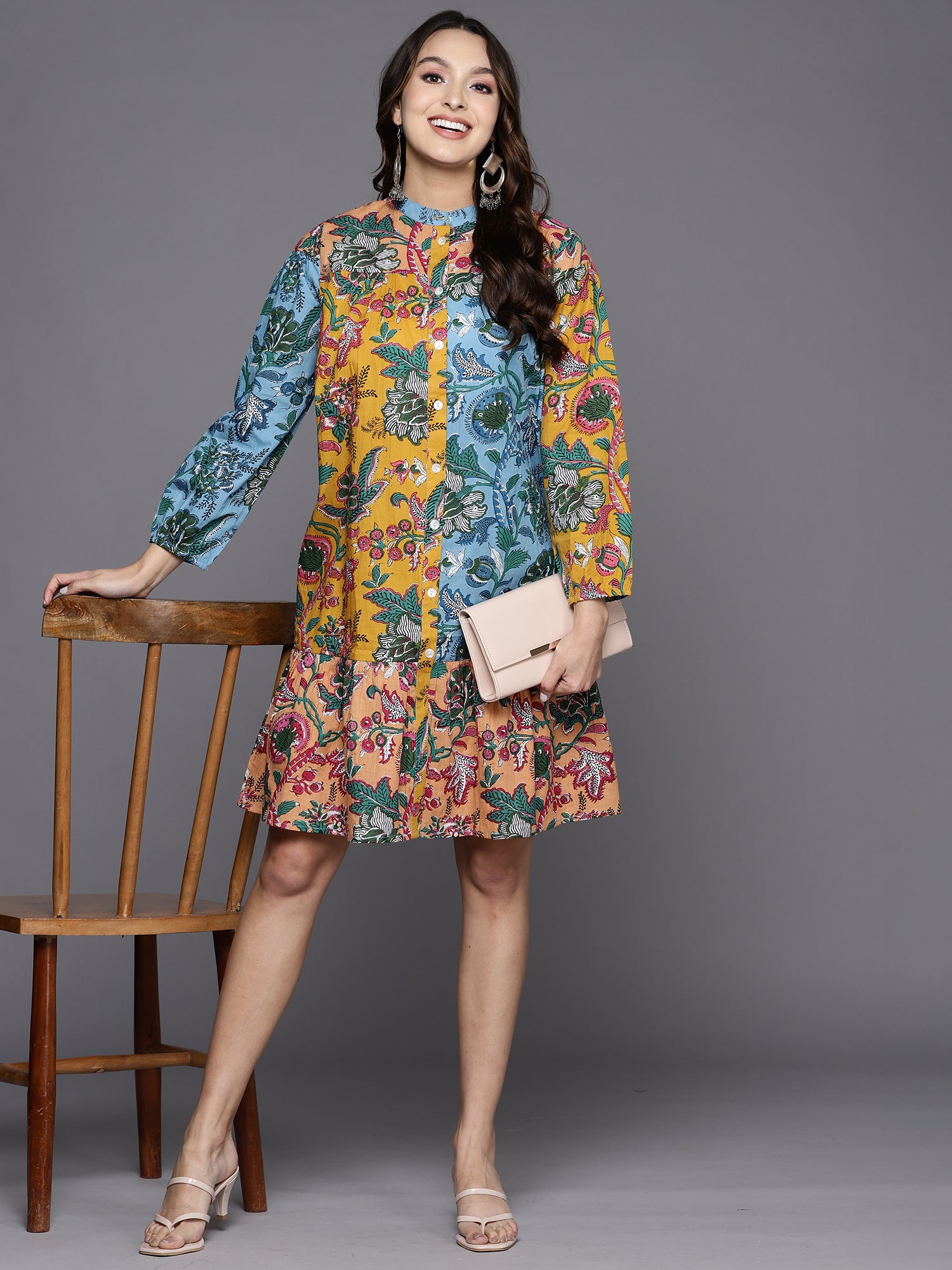 Indo Era Multi Printed A-Line Ethnic Dress