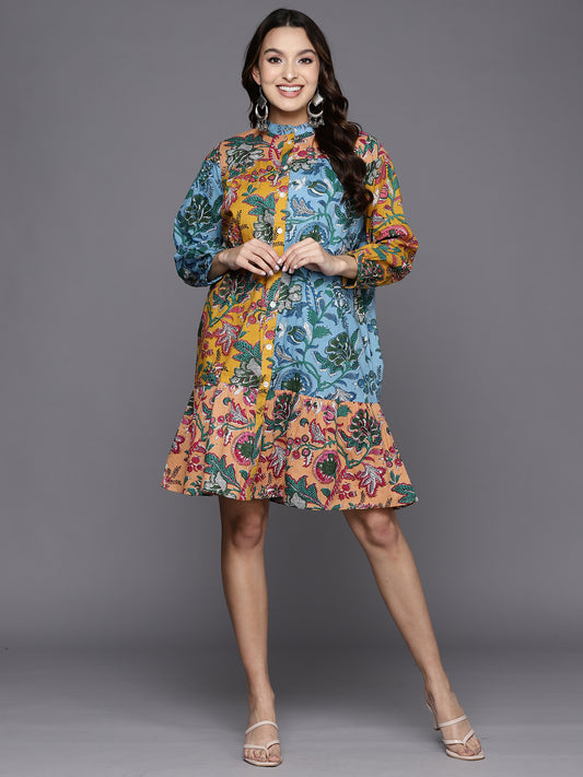 Indo Era Multi Printed A-Line Ethnic Dress