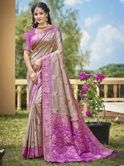 Banarasi Silk Woven Work Festival Tassle Saree