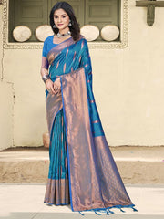 Sangam Prints Silk Woven Work Festival Tassle Saree