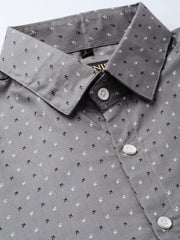 Indian Needle Grey Men's Cotton Printed Formal Shirts