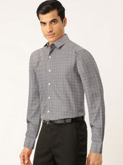 Indian Needle Grey Men's Cotton Printed Formal Shirts